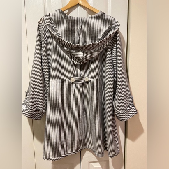 Jones New York~Washable Linen Blend A-Line Hooded Jacket~Super Flattering! - Picture 8 of 12